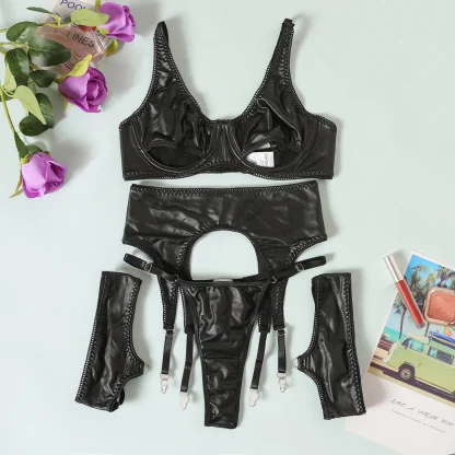 Cutout Cup Sexy Black Lingerie Set - Image 6