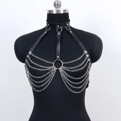 Halter Erotic Chain Black Bra - Image 5
