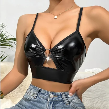 Sexy Glossy Black Bralette - Image 3