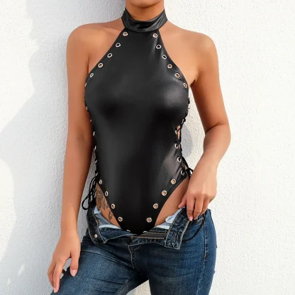 Sexy Halter Black Bodysuit - Image 3