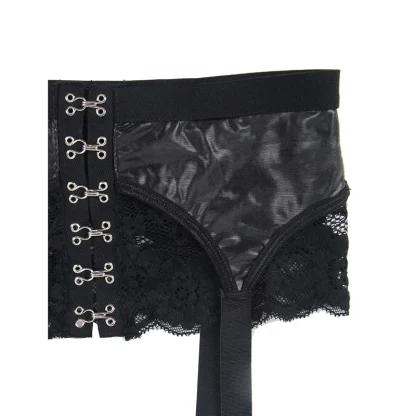 Lace Trim Black Garter Belt - Image 5