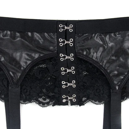 Lace Trim Black Garter Belt - Image 6