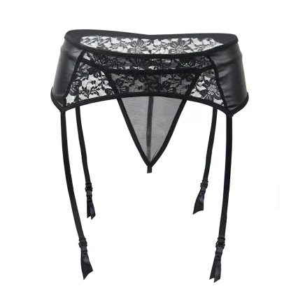 Sheer Lace Black Garter Belt - Image 6