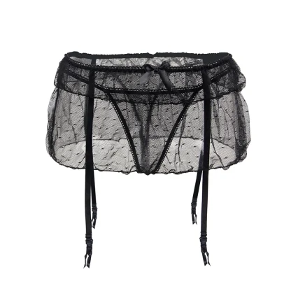 Ruffle Skirt Black Garter Belt - Image 5