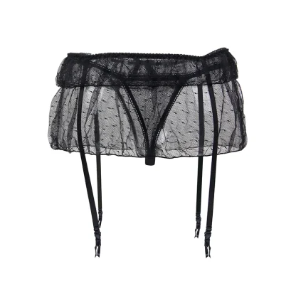 Ruffle Skirt Black Garter Belt - Image 6