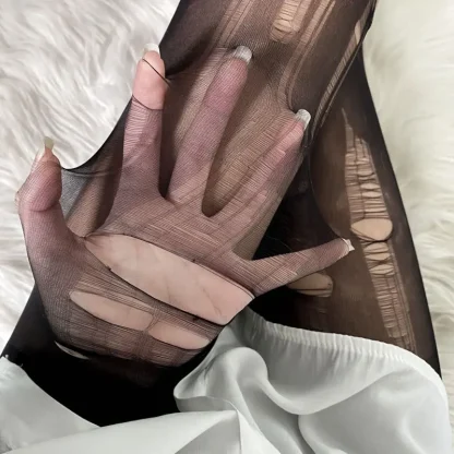 Ripped Black Mesh Stocking - Image 3