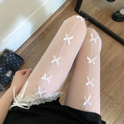 Mini Bowknot Mesh Stockings - Image 5