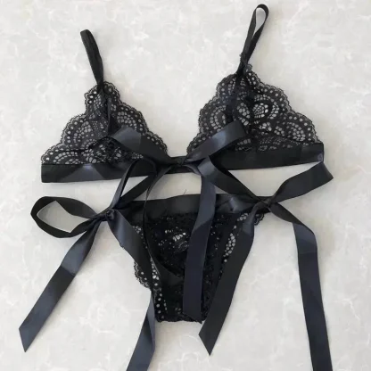 Sheer Lace Black Lingerie Set