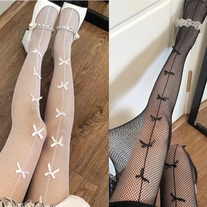 Mini Bowknot Mesh Stockings - Image 7
