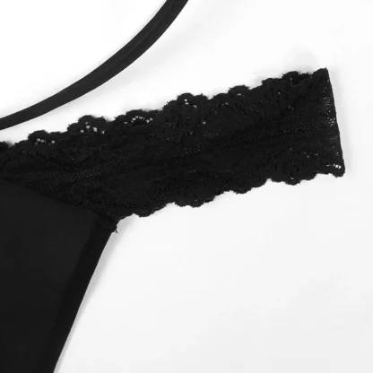 Strappy Black Lace Thong - Image 2