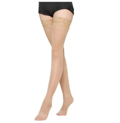 Sheer Mesh Lace Trim Thigh-highs - Image 2