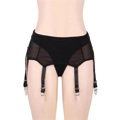 Plus Size Black Mesh Garter Belts