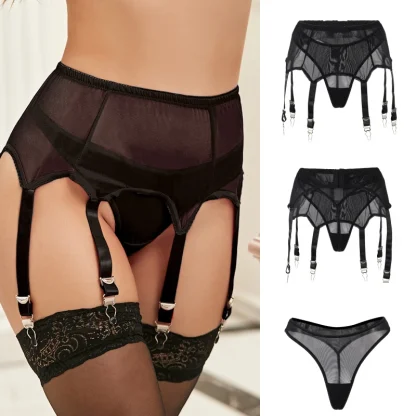 Plus Size Black Mesh Garter Belts - Image 4