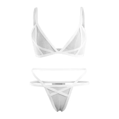 Strappy Black Mesh Lingerie Set - Image 6
