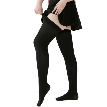 Plus Size Solid Black Thigh-high