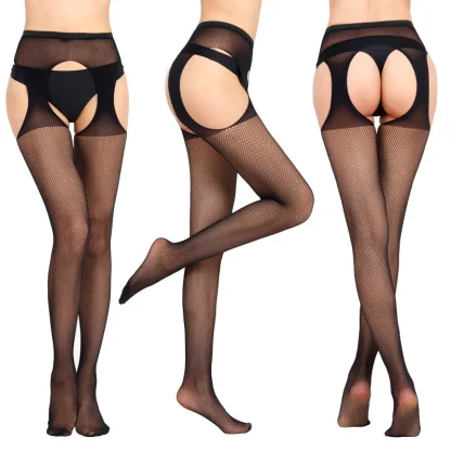 Fishnet Suspender Black Pantyhose - Image 5