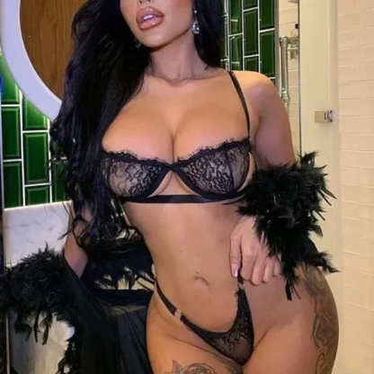 Eyelash Lace Black Lingerie Set