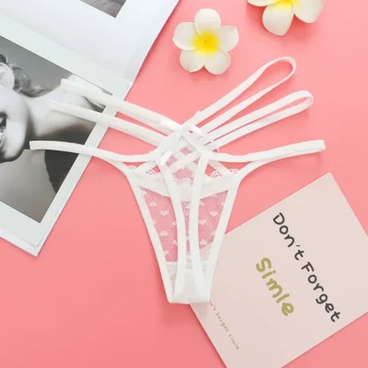 Polka Heart Mesh Strappy Thongs - Image 5
