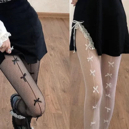 Mini Bowknot Mesh Stockings - Image 4
