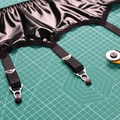 Adjustable Shiny Black Garter Belt - Image 5