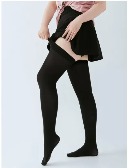 Plus Size Solid Black Thigh-high - Image 2