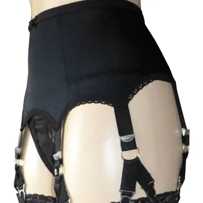 High-waist Black Garter Belt