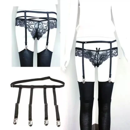 Simple Adjustable Black Garter Belt - Image 2