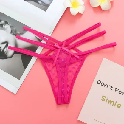 Polka Heart Mesh Strappy Thongs - Image 3