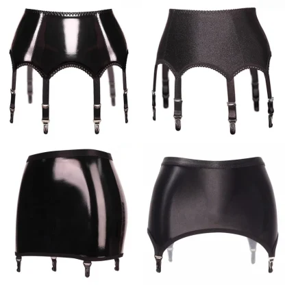 Glossy Black Garter Belts - Image 7