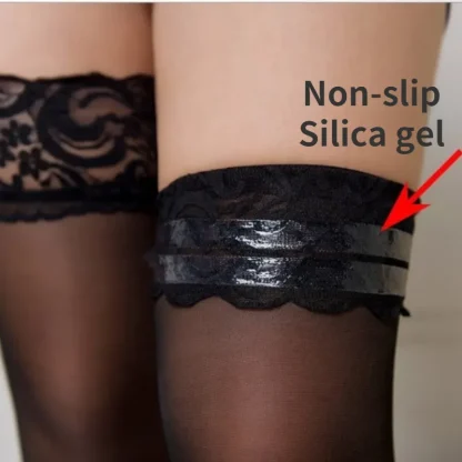 Anti-slip Lace Trim Thigh-highs - Image 7