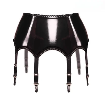 Adjustable Shiny Black Garter Belt - Image 7