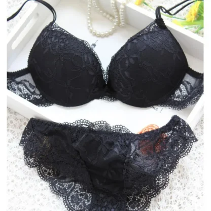 Padded Lace Black Lingerie Set - Image 6