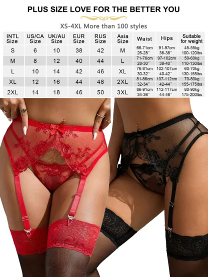 Sexy Mesh Floral Garter Belt - Image 7