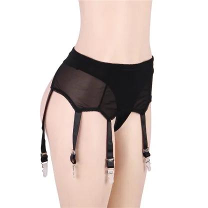 Plus Size Black Mesh Garter Belts - Image 3