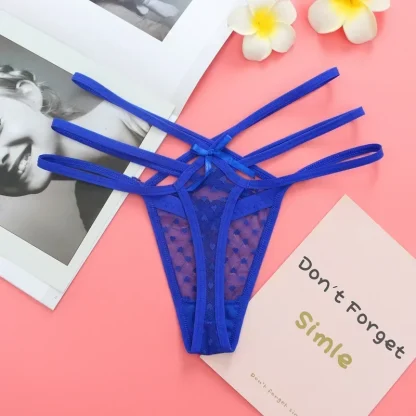 Polka Heart Mesh Strappy Thongs - Image 4