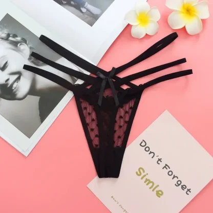 Polka Heart Mesh Strappy Thongs - Image 2