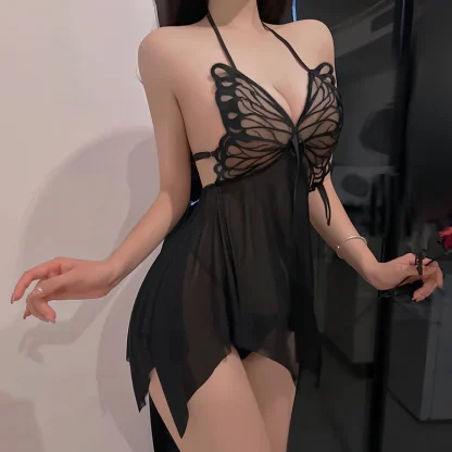 Backless Black Butterfly Babydoll