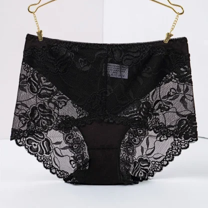 Floral Lace Black Panties - Image 7