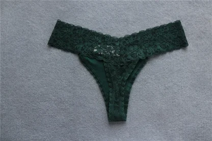 Seamless Black Lace Thongs - Image 3