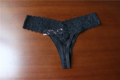 Seamless Black Lace Thongs