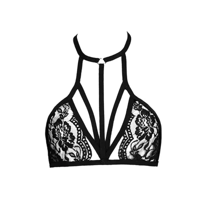 Black Sheer Lace Strappy Bra - Image 6