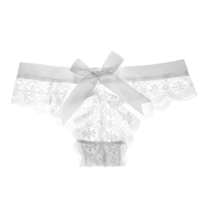 Bowknot Black Lace Thong - Image 2