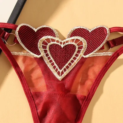 Embroidered Black Heart Thongs - Image 5
