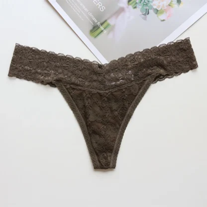 Seamless Black Lace Thongs - Image 5