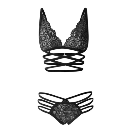 Strappy Black Lace Lingerie - Image 4