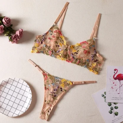 Embroidered Floral Lingerie Set - Image 3