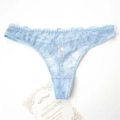 Sheer Lace Black Thongs - Image 2