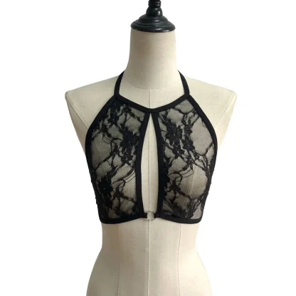 Sheer Lace Halter Bra - Image 4
