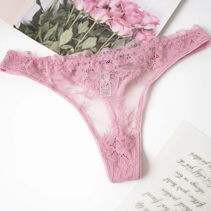Sheer Lace Black Thongs - Image 5