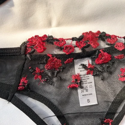 Embroidered Floral Black Lingerie - Image 6